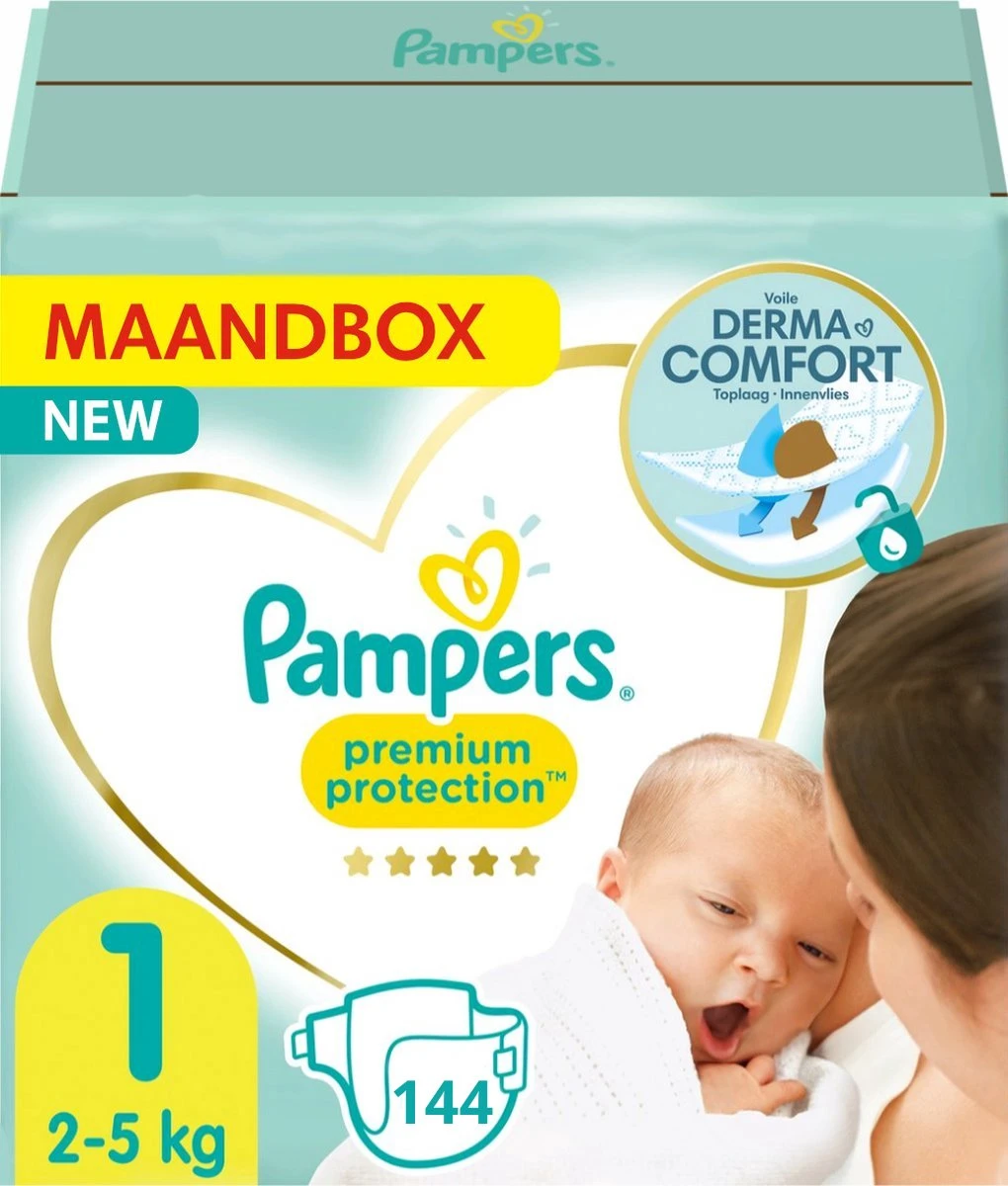 Pampers® Pampers Premium Protection New Baby Luiers Maat 1 - 144 Luiers Maandbox