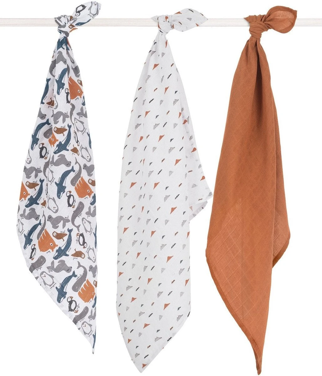 Jollein Hydrofiel Multidoek Snake 70x70cm - Ash Green - 3 Stuks - Image 13