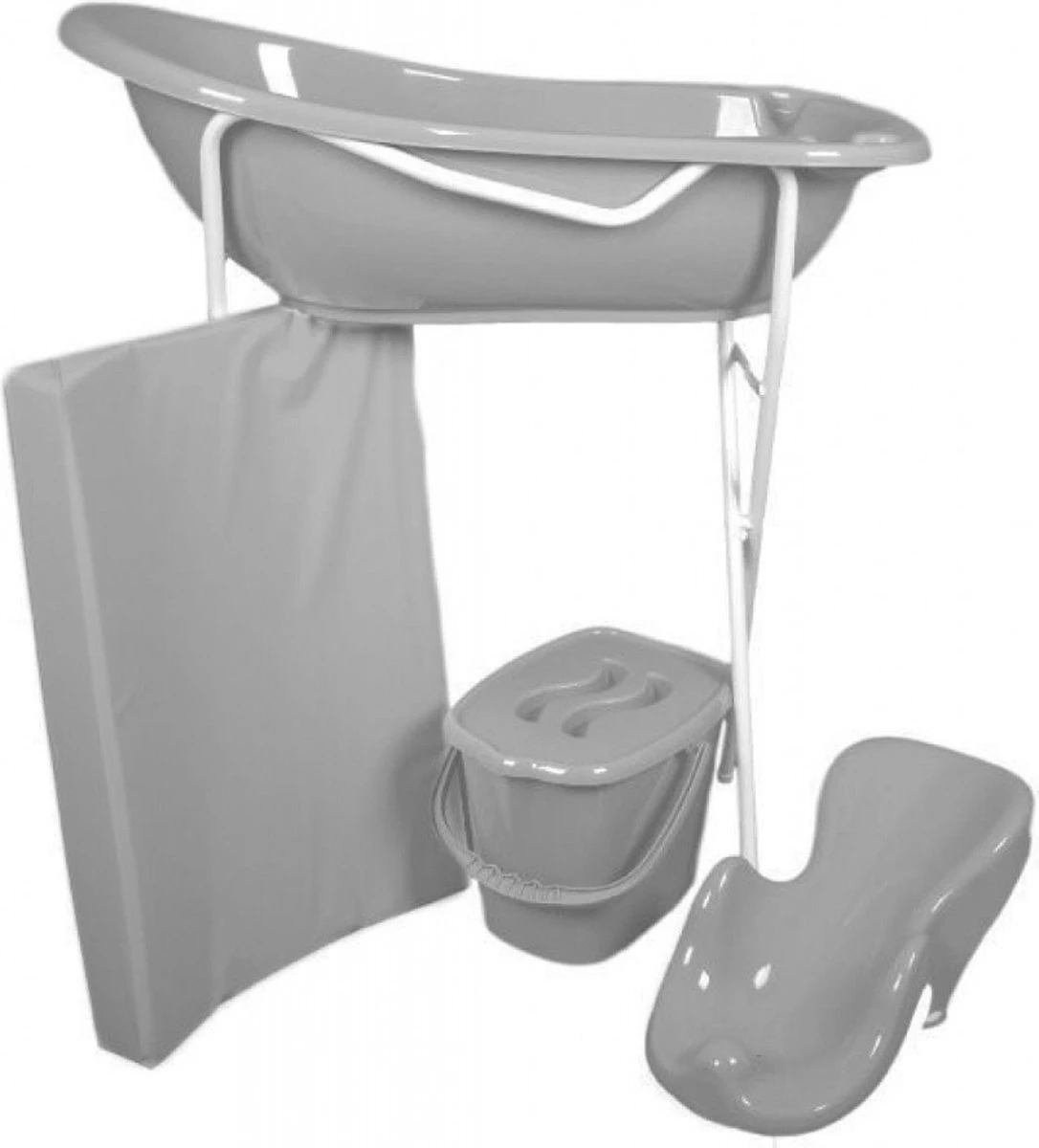 MamaLoes Lichtgrijs Badset Incl. Witte Badstandaard