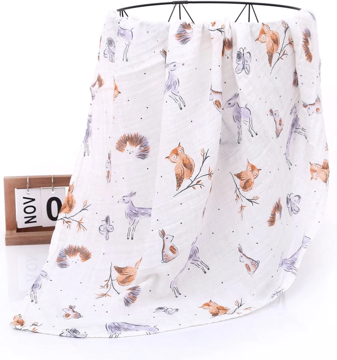 Set Van 2 | Hydrofiele Doeken XL - 120x120 Cm - Inbakerdoek - Egels - Swaddle Doek Groot - Hydrofiele Luier - Image 3