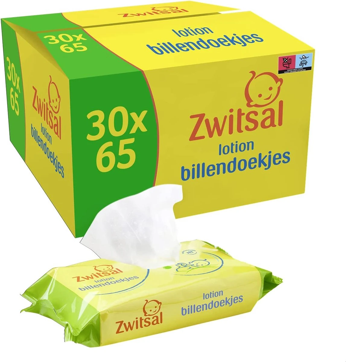 Zwitsal Baby Billendoekjes Lotion (30 X 65 Wipes), Voor Alle Huidtypes, 1950 Doekjes - Voordeelverpakking