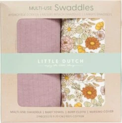 Little Dutch - Swaddle Doeken 70 X 70 Vintage Little Flowers / Pure Mauve