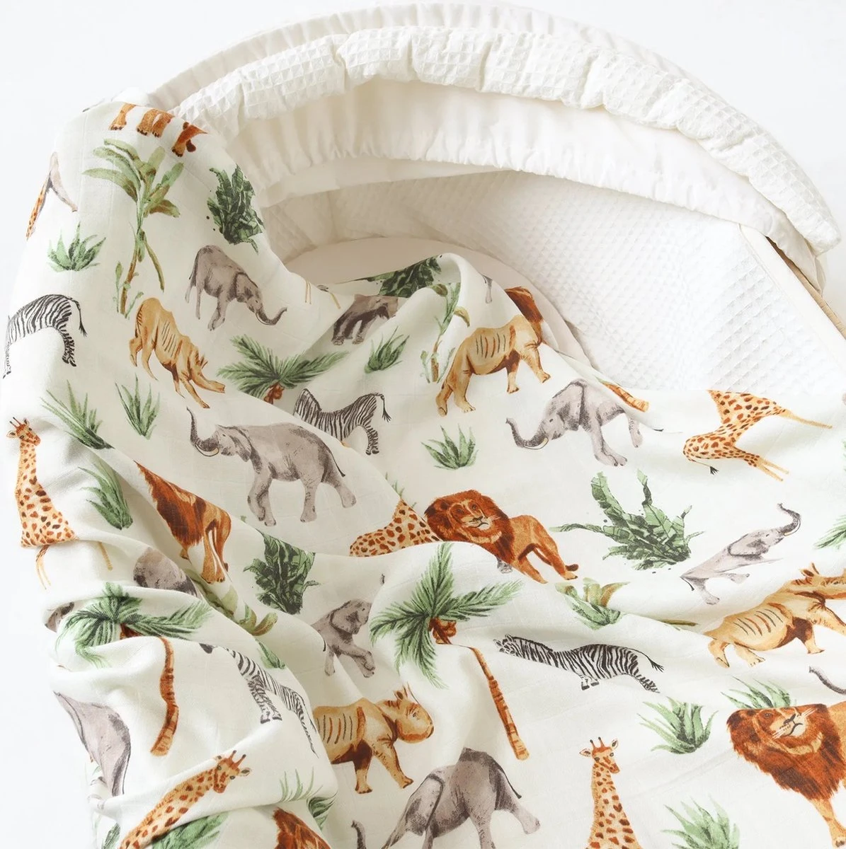 Hydrofiele Doeken - Hydrofiele Doek XL - Jungle - Hydrofiel - Safari - 120x120cm - Hydrofiel - Swaddle - Hydrofiele Luier -XL - Bamboe - Hydrofieldoek - Hydrofiele Doek Giraffe - Emmailloter - Kraamcadeau - Image 2