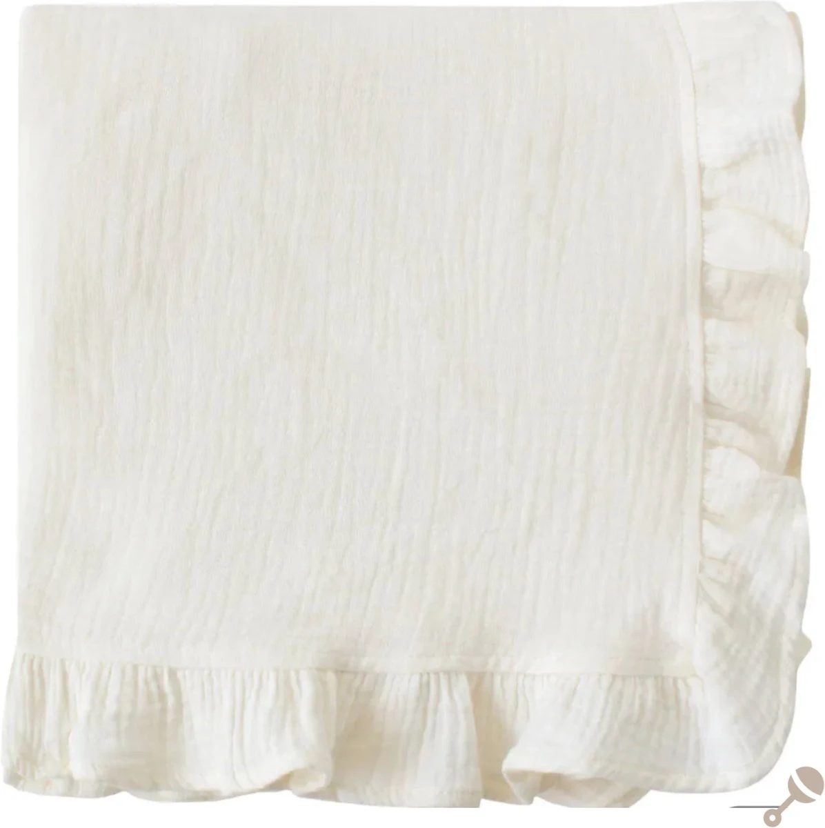 Hydrofiele Doeken - Hydrofiele Doek 2 Laags - Gebroken Wit - Ruffle - Off White - 120x120cm - Katoen En Bamboe - Hydrofiele Doek Ruffle - Swaddle - Hydrofiele Doeken Ruffle - Hydrofiele Doek Ruffle XL - Emmailloter - Kraamcadeau