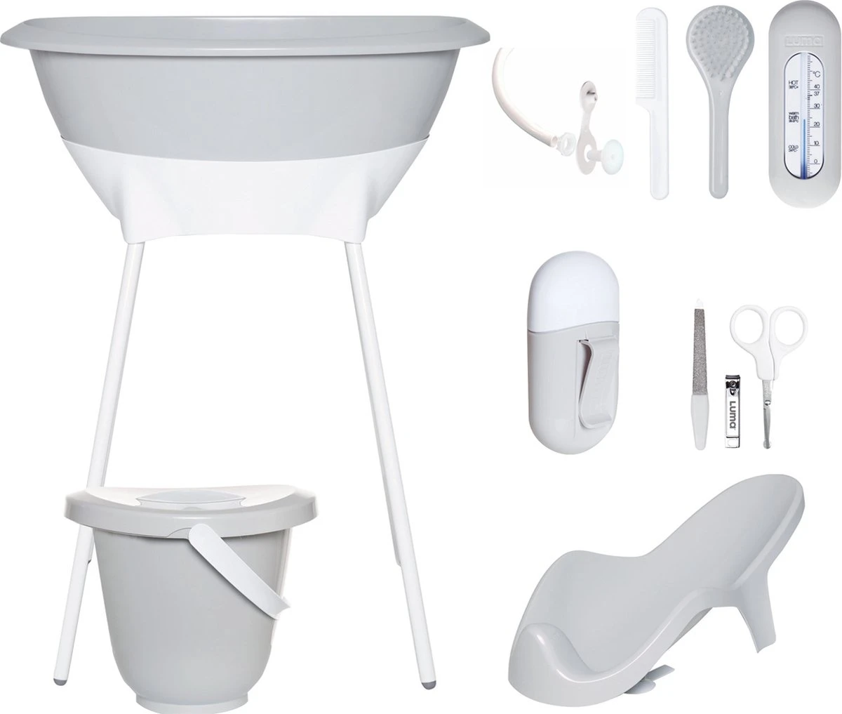 LUMA Babycare Bad- En Verzorgingsset - Light Grey