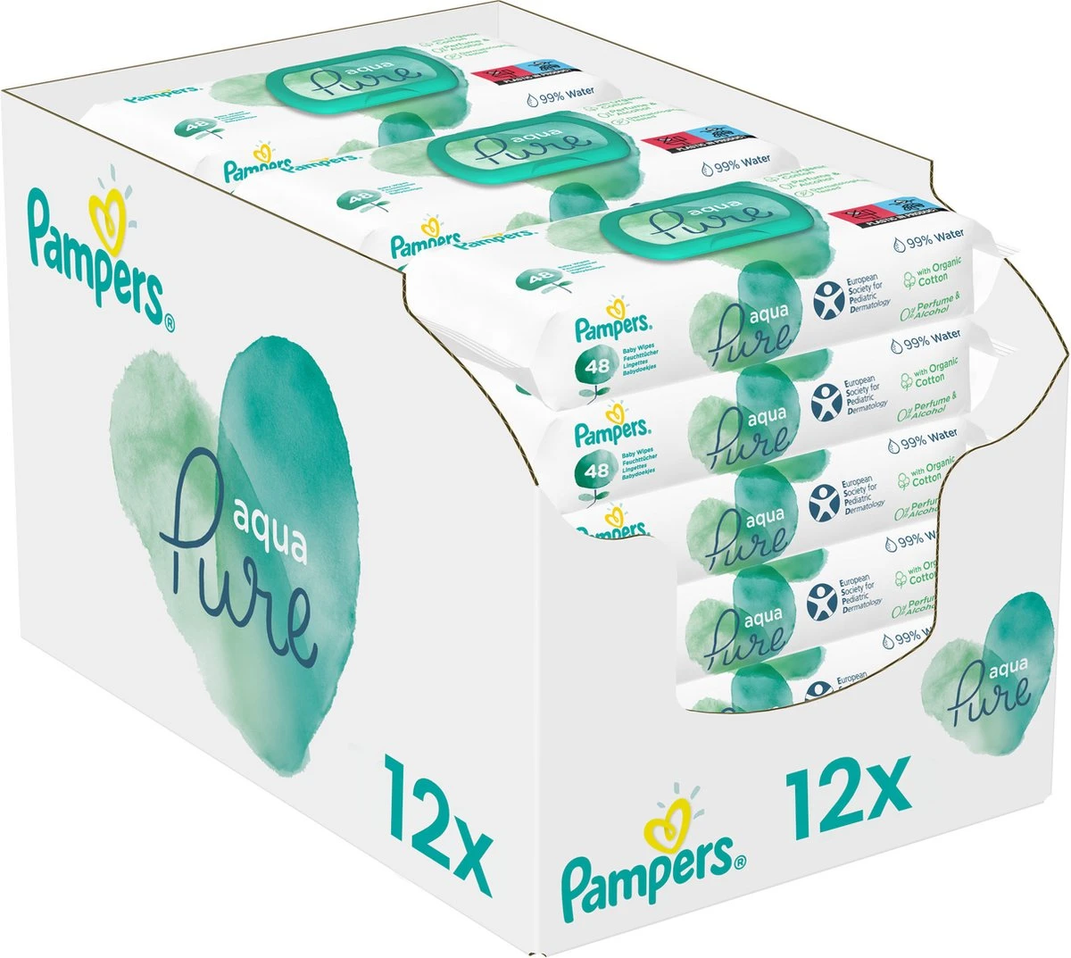 Pampers® Pampers - Aqua Pure - Billendoekjes - 576 Doekjes - 12 X 48