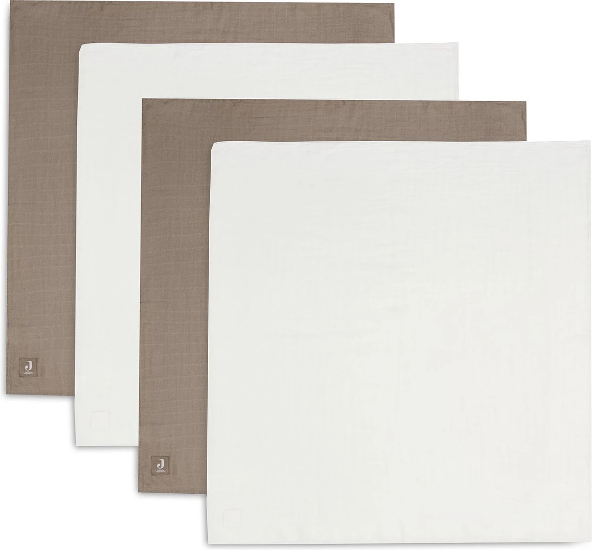 Jollein Hydrofiele Doek Small Bamboe Katoen 70x70cm - Biscuit/Ivory - 4 Stuks