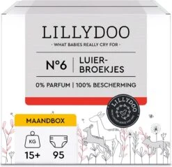 LILLYDOO Huidvriendelijke Luierbroekjes - Maat 6 (15+ Kg) - 95 Stuks - Maandbox