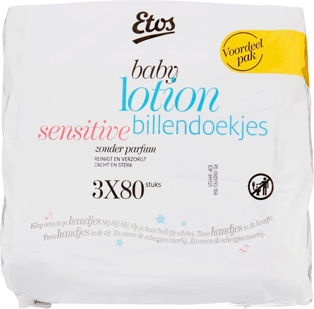 Etos Baby Lotion Sensitive Billendoekjes - 960 Stuks (12 X 80 Stuks) - Image 4
