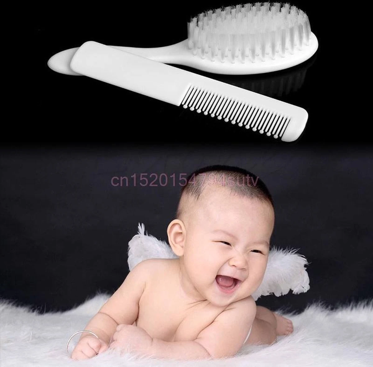 Merkloos Babyborstel En Babykam - Wit - Zeer Zachte Haartjes - Voor Baby's - Image 2