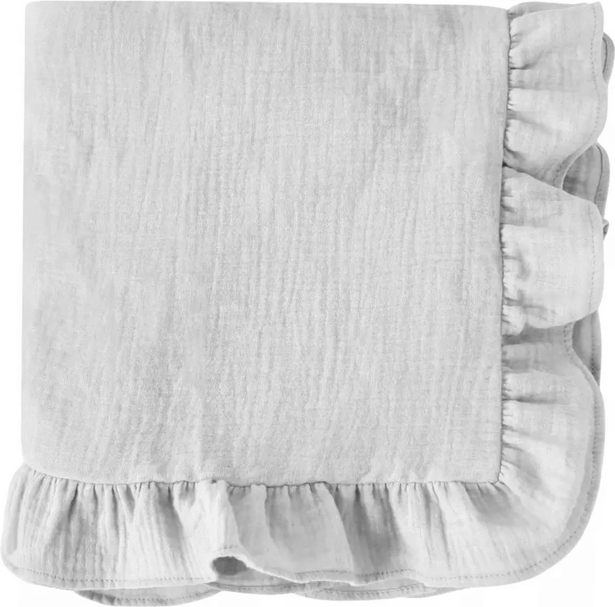 Hydrofiele Doek XL - 120x120 Cm - Ruffle Grijs - Inbakerdoek - Swaddle Doek - Image 2
