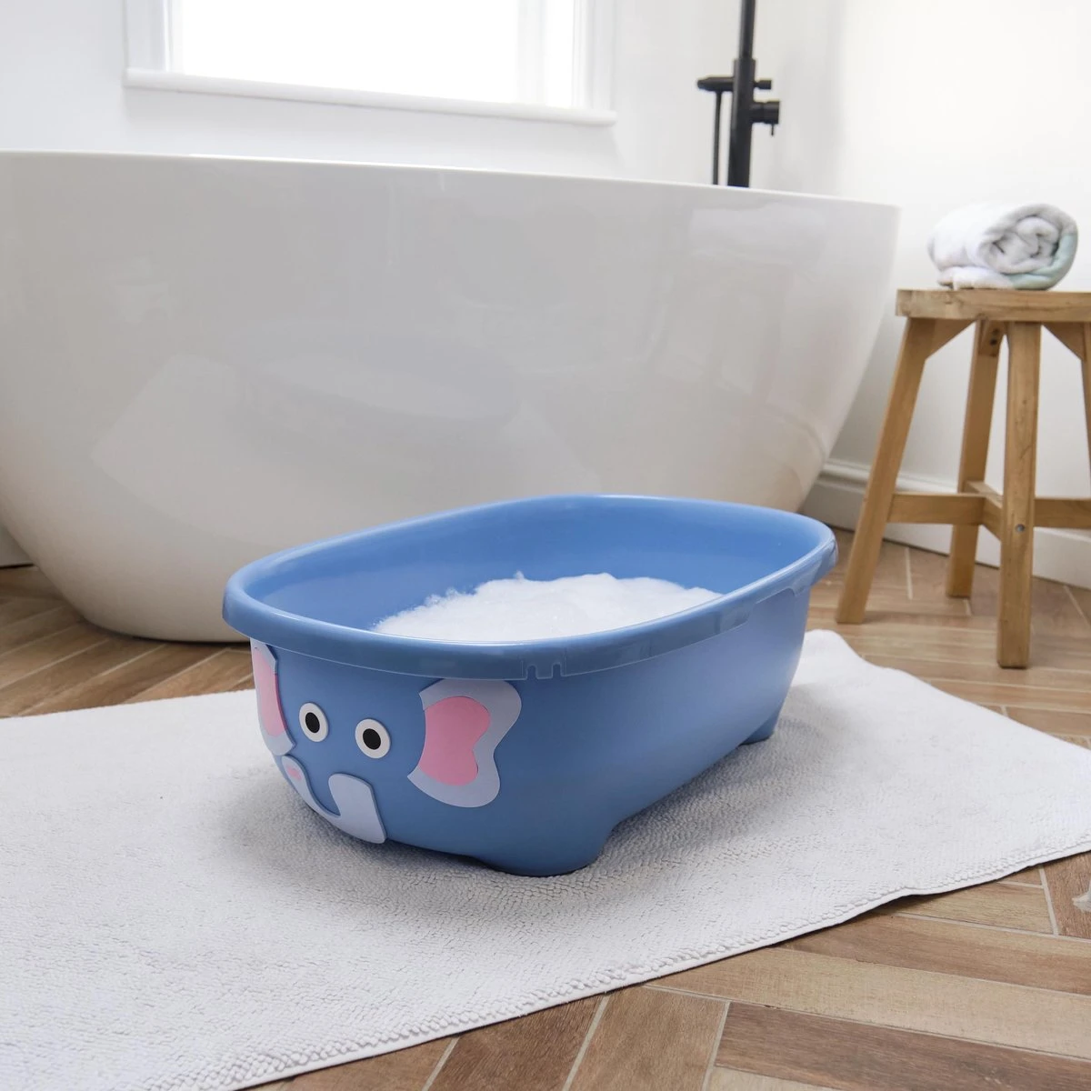 Prince Lionheart Tubimal® Met Hangmat | Baby & Peuter Badje | Opbergruimte Met Deksel | Stapelbaar | Herbruikbaar - Blauw / Olifant - Image 5