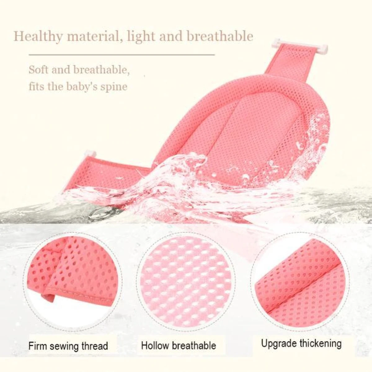 Verstelbare Antislip Baby Bad Kussen (Roze) Model 2023 - Baby Bad Kussen - Antislip Kussen - Geschikt Voor Ieder Baby Badje! - Image 4