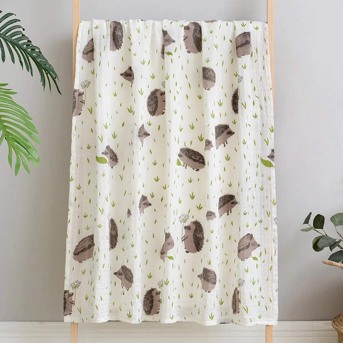 Set Van 2 | Hydrofiele Doeken XL - 120x120 Cm - Inbakerdoek - Egels - Swaddle Doek Groot - Hydrofiele Luier - Image 5