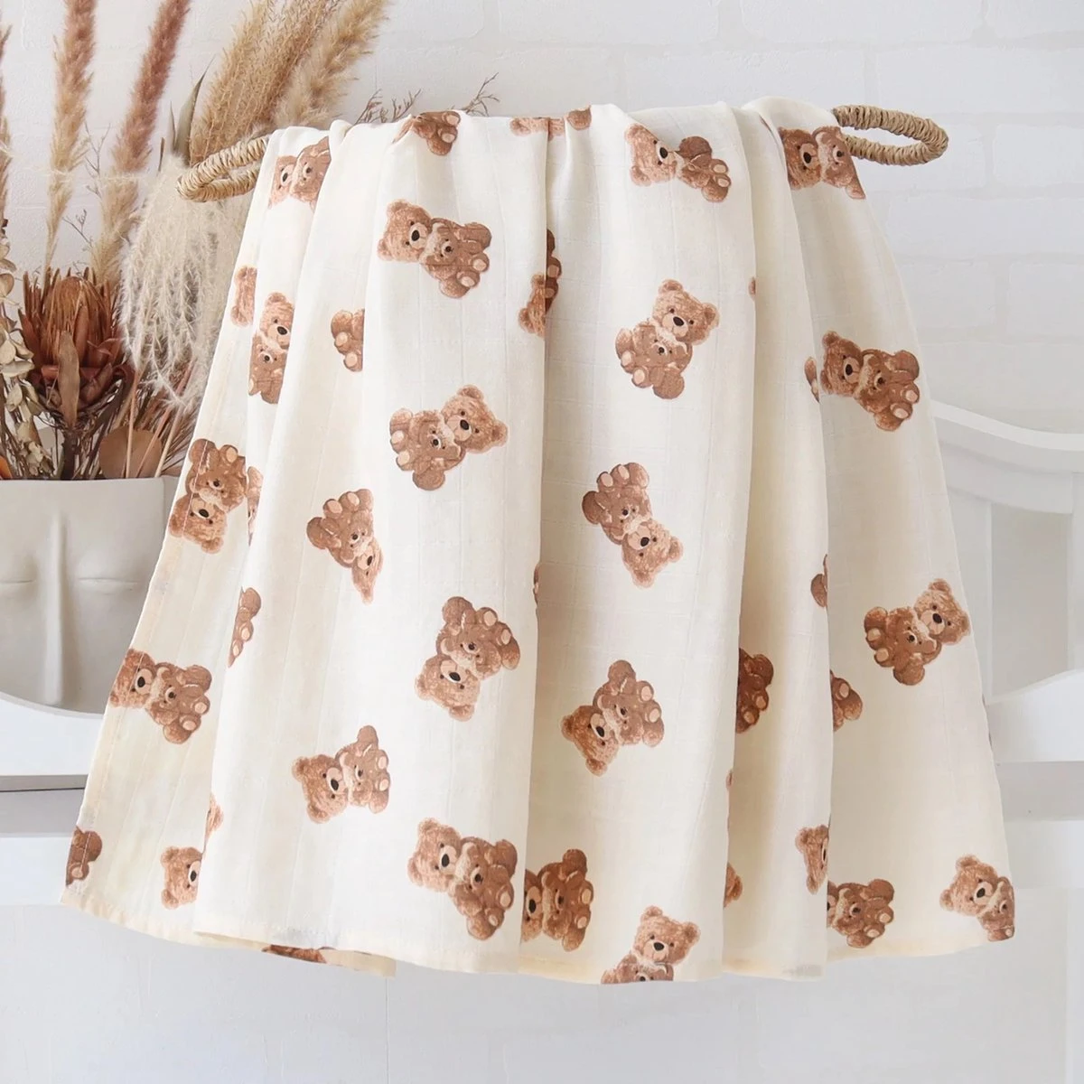 Hydrofiele Doek - Hydrofiele Doek XL - Teddybeer - 120x120cm - Hydrofiel - Swaddle - Multidoek - Superzacht - Hydrofiele Luier -XL - Bamboe - Hydrofiele Doek Teddybeer - Omslagdoek - Emmailloter - Kraamcadeau - Image 3