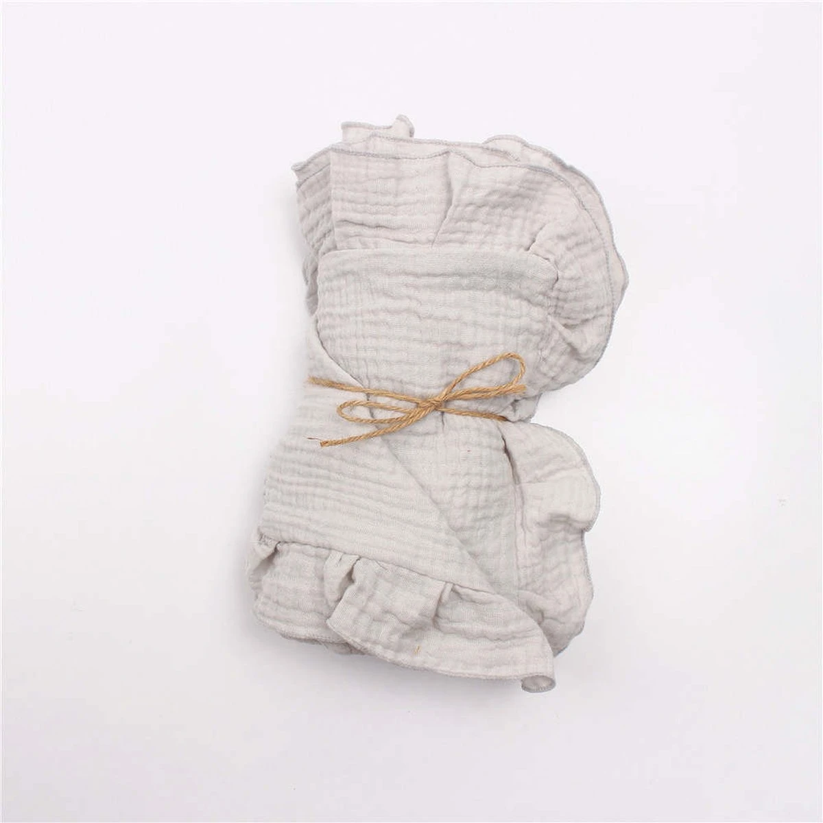 Hydrofiele Doek XL - 120x120 Cm - Ruffle Grijs - Inbakerdoek - Swaddle Doek - Image 4
