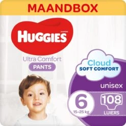 Huggies Luierbroekjes - Maat 6 (15 Tot 25 Kg) - Ultra Comfort - Unisex - 108 Stuks - Maandbox