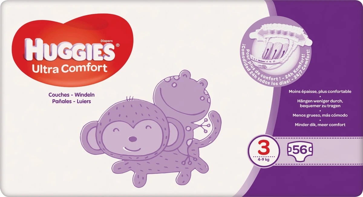 Huggies Luiers - Maat 3 (4 Tot 9 Kg) - 336 Stuks (6x56) - Voordeelverpakking - Image 4
