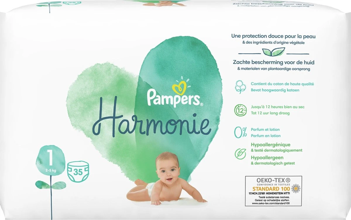 Pampers® Pampers - Harmonie / Pure - Maat 1 - Mega Maandbox - 210 Luiers - Image 2