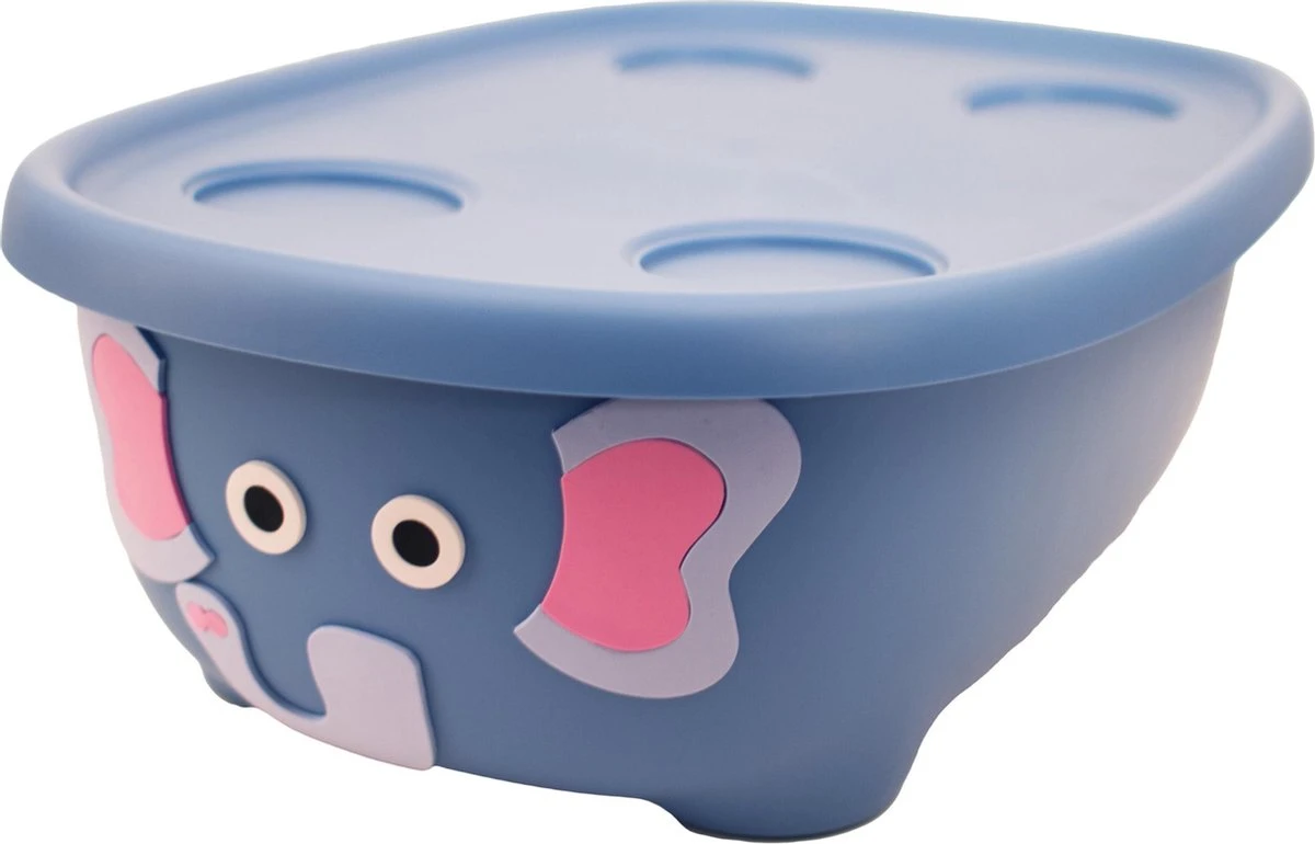 Prince Lionheart Tubimal® Met Hangmat | Baby & Peuter Badje | Opbergruimte Met Deksel | Stapelbaar | Herbruikbaar - Blauw / Olifant - Image 10