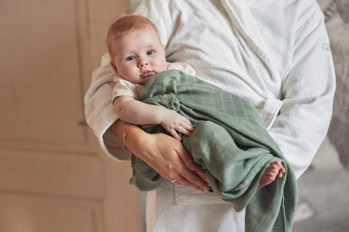 Jollein Hydrofiele Doek Large 115x115cm Bamboe Katoen - Ash Green - 2 Stuks - Image 2