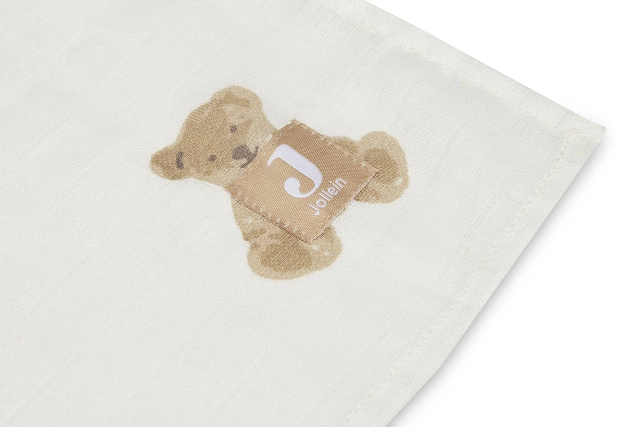 Jollein Hydrofiele Doek Large 115x115cm Teddy Bear- 2 Stuks - Image 3