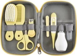 Merkloos Baby Verzorgingsset - Baby Manicure Set - Baby Borstel - Baby Kam - Kraamcadeau - Geel