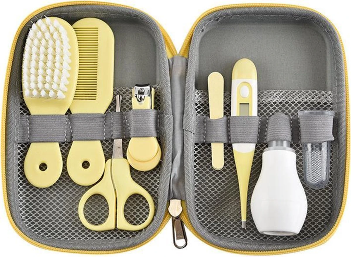 Merkloos Baby Verzorgingsset - Baby Manicure Set - Baby Borstel - Baby Kam - Kraamcadeau - Geel