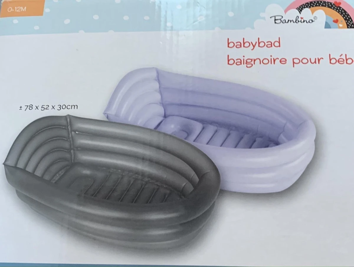 Bambino© Opblaasbaar Babybad - Lichtgrijs - 78 X 52 X 30 Cm | Ideaal Voor Op Reis | 0-12 Maanden - Image 2