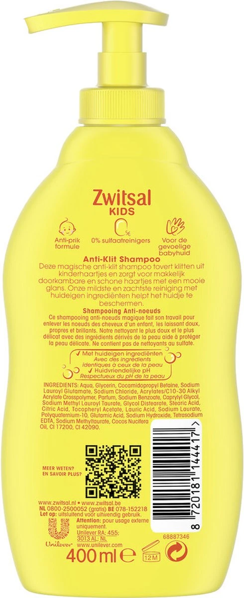 Zwitsal Kids Anti-Klit Shampoo - 6 X 400 Ml - Voordeelverpakking - Image 2