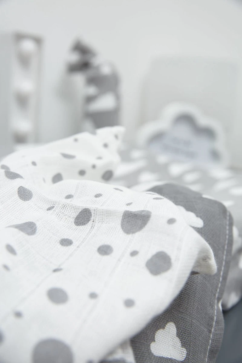 Meyco Clouds/Dots/Feathers Starterset - 9-pack - Hydrofiel - Grey - Image 4