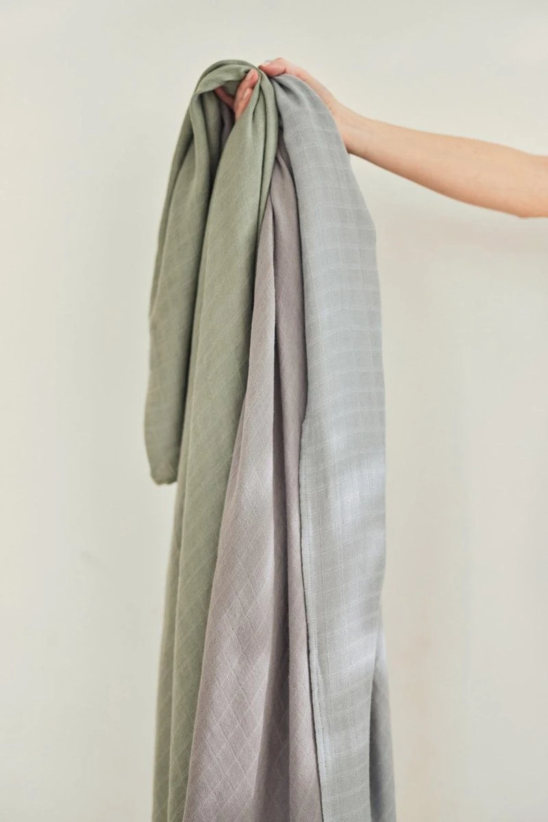 Jollein Hydrofiele Doek Large 115x115cm Bamboe Katoen - Ash Green - 2 Stuks - Image 3