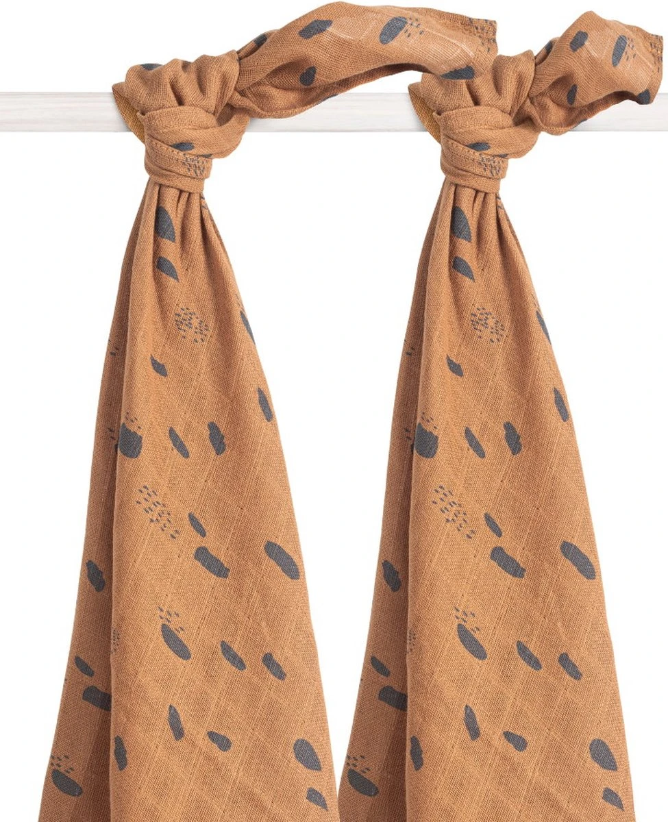 Jollein Hydrofiel Multidoek Spot 115x115cm - Caramel - 2 Stuks - Image 3